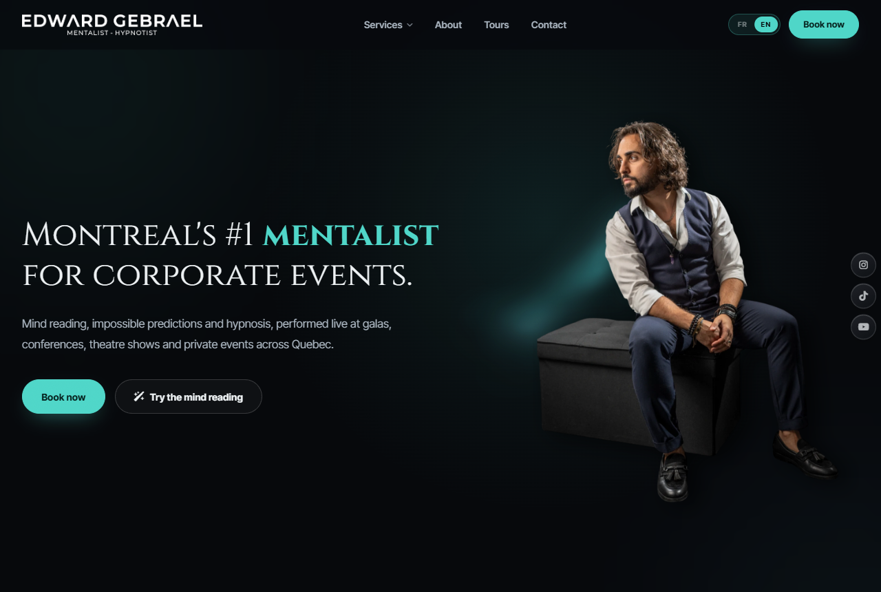 Edward Gebrael website, mentalist and hypnotist for corporate events