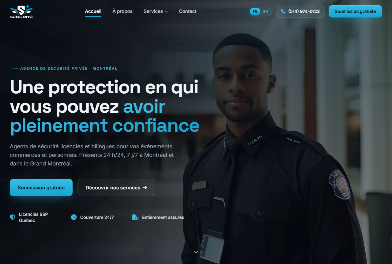 SecurityS+ website — private security agency